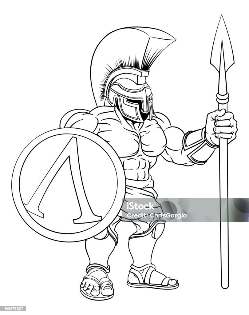 Spartan warrior roman gladiator or trojan cartoon stock illustration