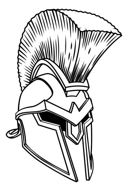 Spartan ancient greek helmet stock illustration