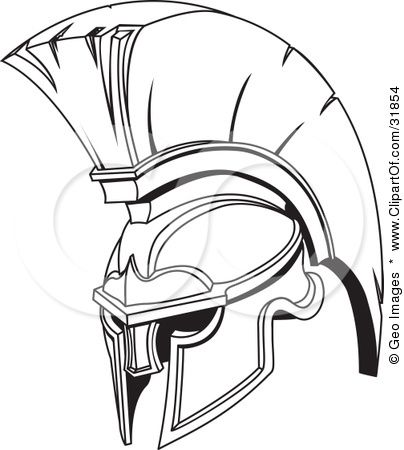Clipart illustration of a black and white spartan or trojan helmet part of body armor by atstockillustraâ gladiator helmet spartan helmet tattoo spartan tattoo