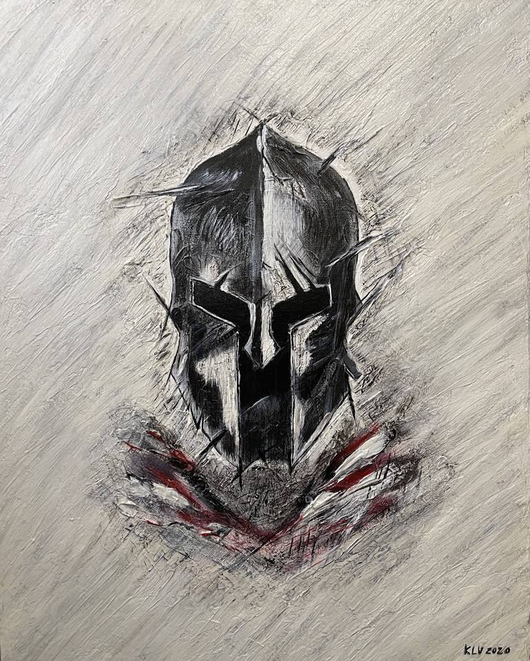 Spartan metal helmetacrylic on canvas greek mythology spartans this is sparta painting by liza khaldzhidis saatchi art