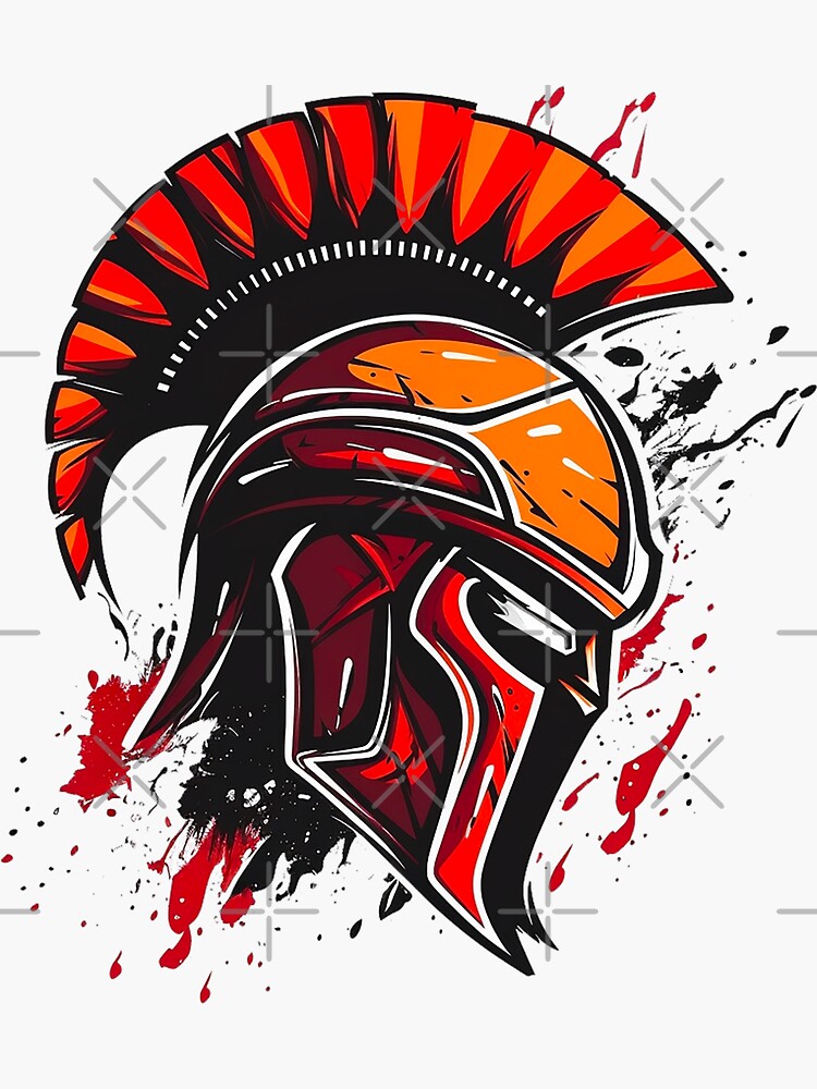 Spartan head with helmet and painting sticker by artibot