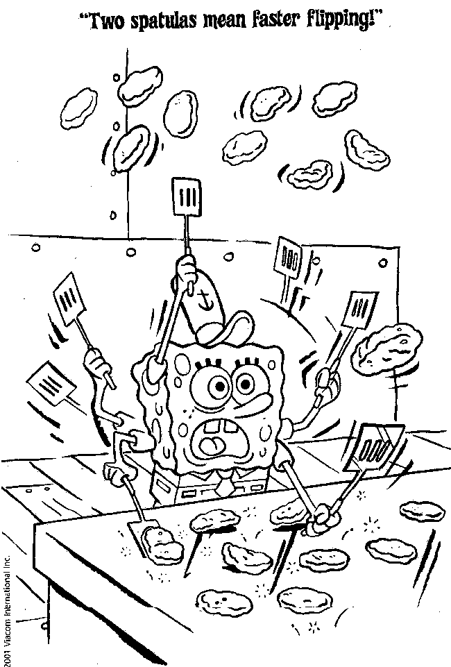 Sponge bob flipping patties spongebob coloring spongebob drawings cartoon coloring pages