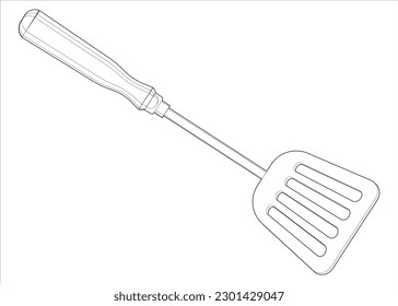 Coloring page culinary spatula isolated on stock vector royalty free