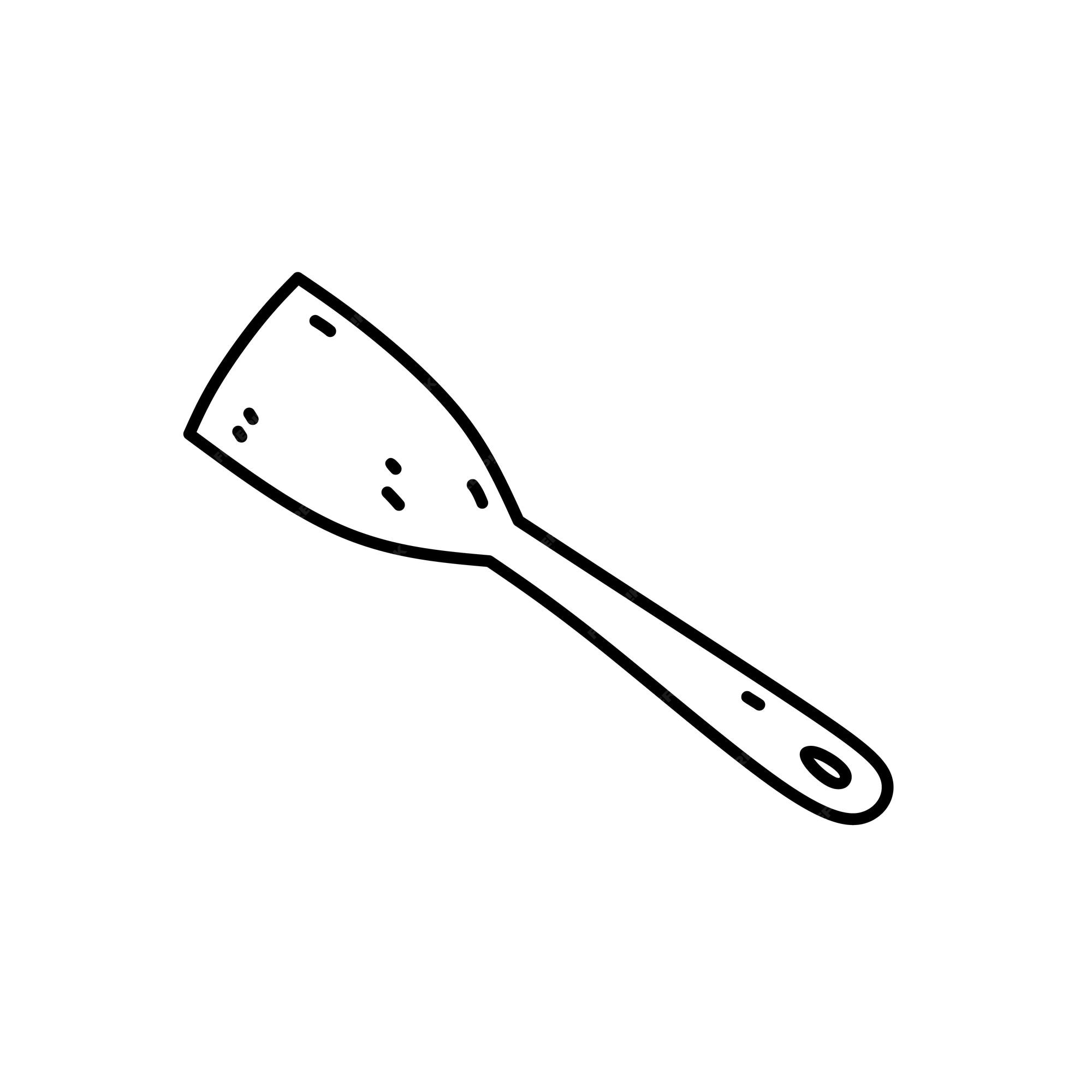 Premium vector kitchen wood spatula isolated on white background kitchen utensils hand drawn doodle illustration