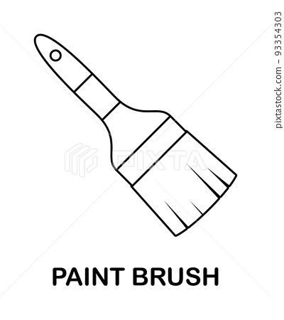 Coloring page with paint brush for kids