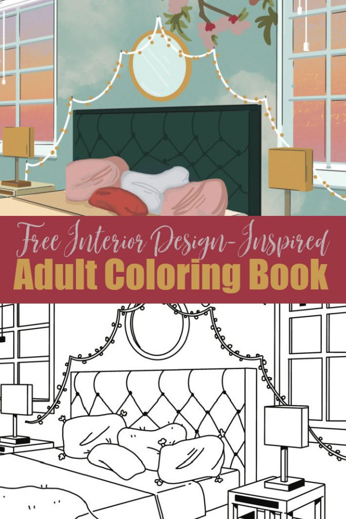 Free adult coloring pages inspired from modern interior design