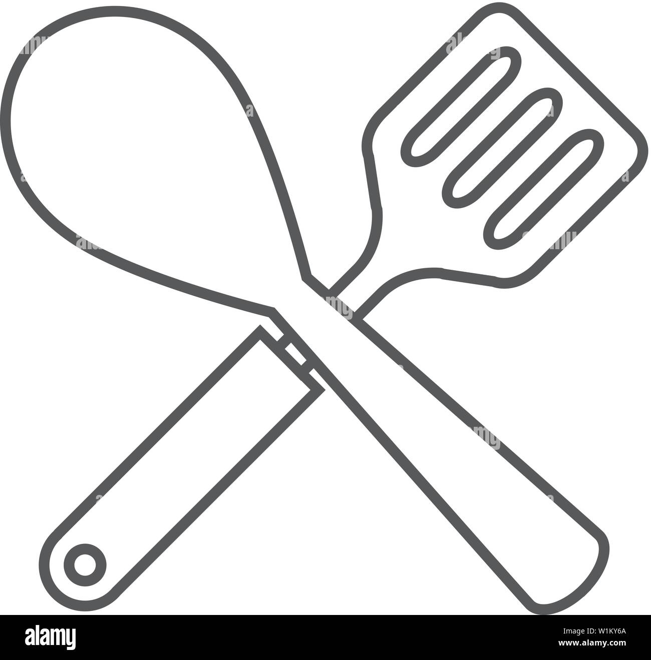 Spatula icon in thin outline style cooking utensil kitchen household stock vector image art
