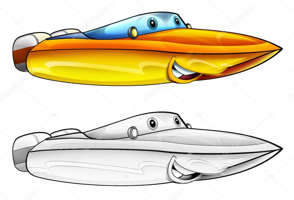 Speedboat coloring book page cartoon vector illustration ad affiliate bookcoloringspeedboatpage drawing speed boat