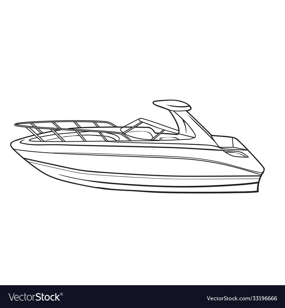 Boat sketch coloring book isolated object vector image