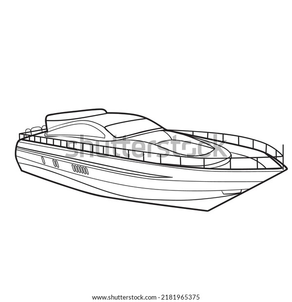 Motor boat sketch coloring book isolated stock vector royalty free