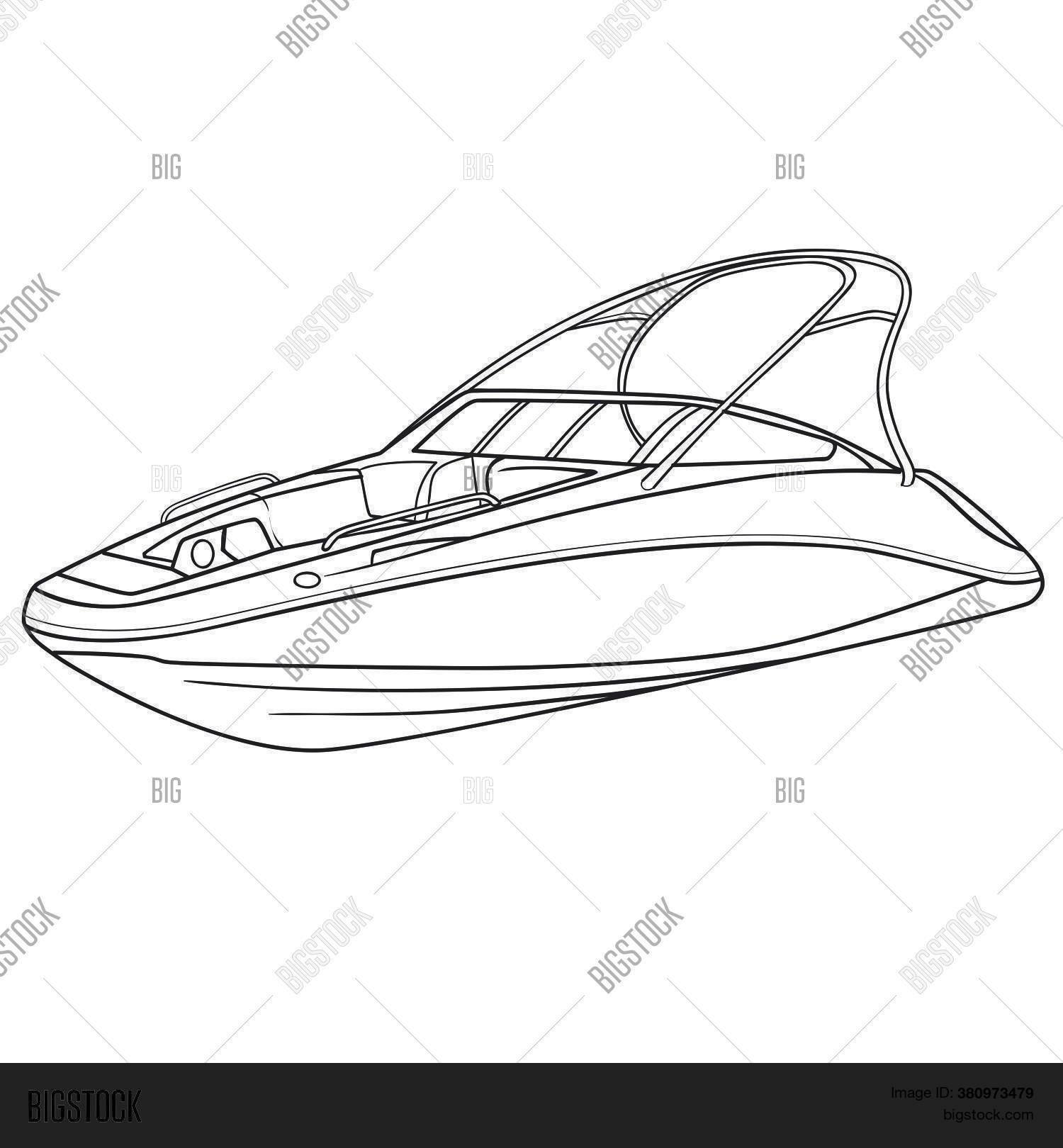 Motor boat sketch vector photo free trial bigstock