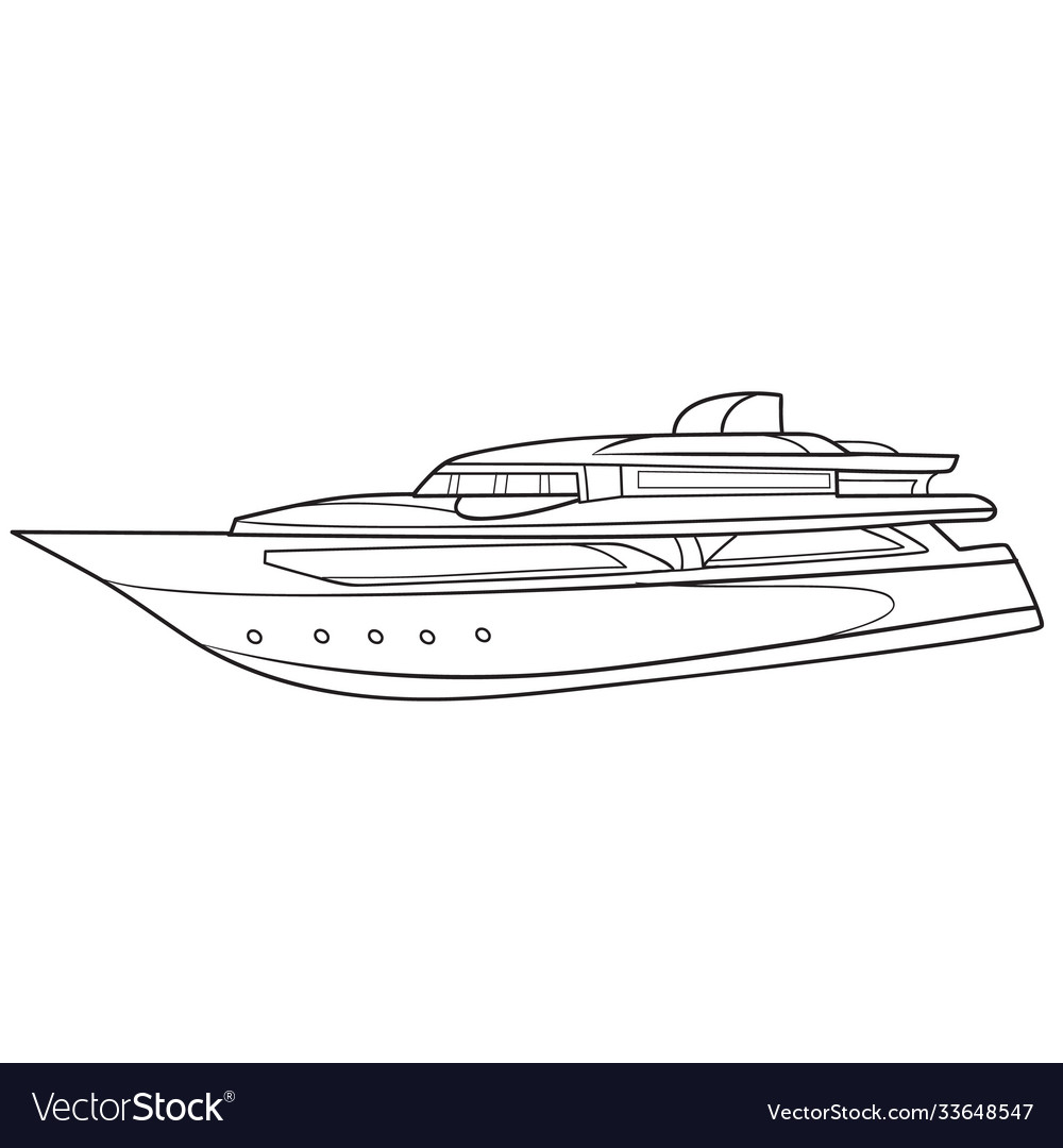 Sketch a big motor boat coloring book isolated vector image