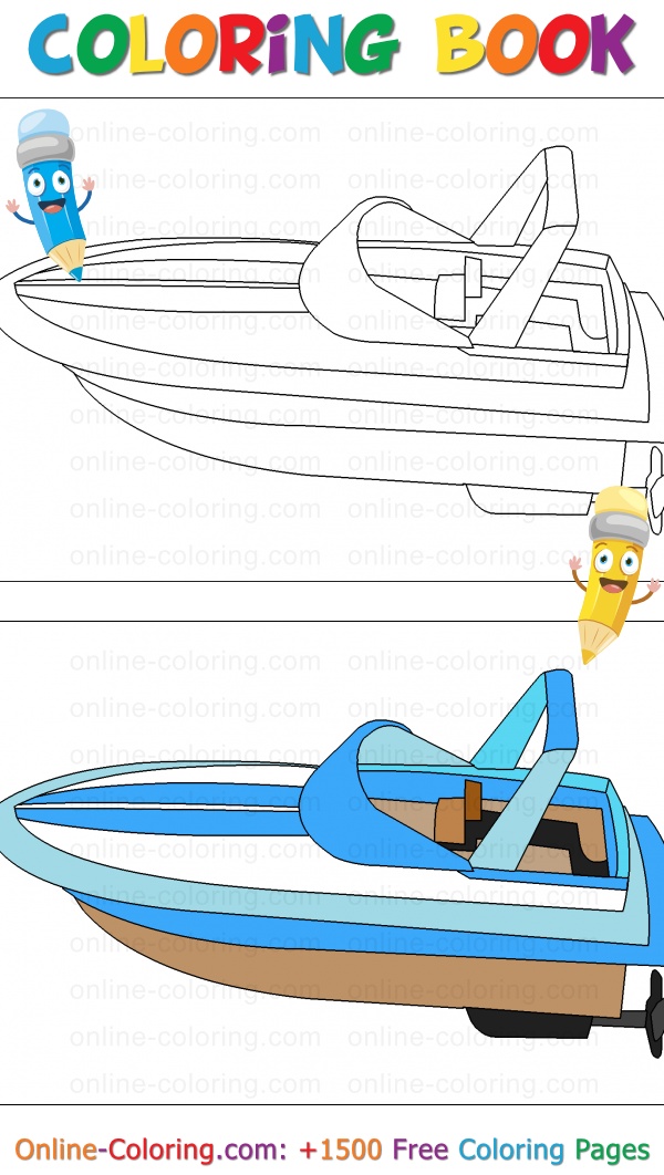 Deck boat free online coloring page