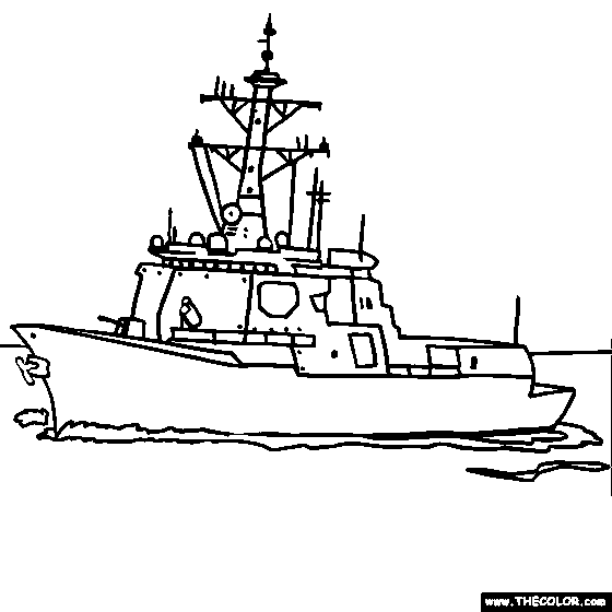 Boat ship speedboat sailboat battleship subarine online coloring pages