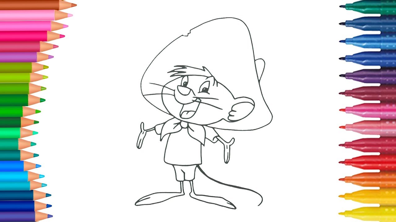 Speedy gonzales coloring page for kids learn to color coloring with markers for children