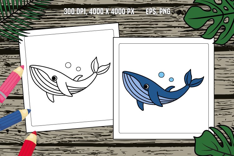 Cartoon sperm whale for coloring page