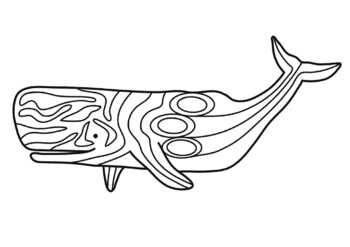 Sperm whale zentangle no prep coloring page by pooley productions