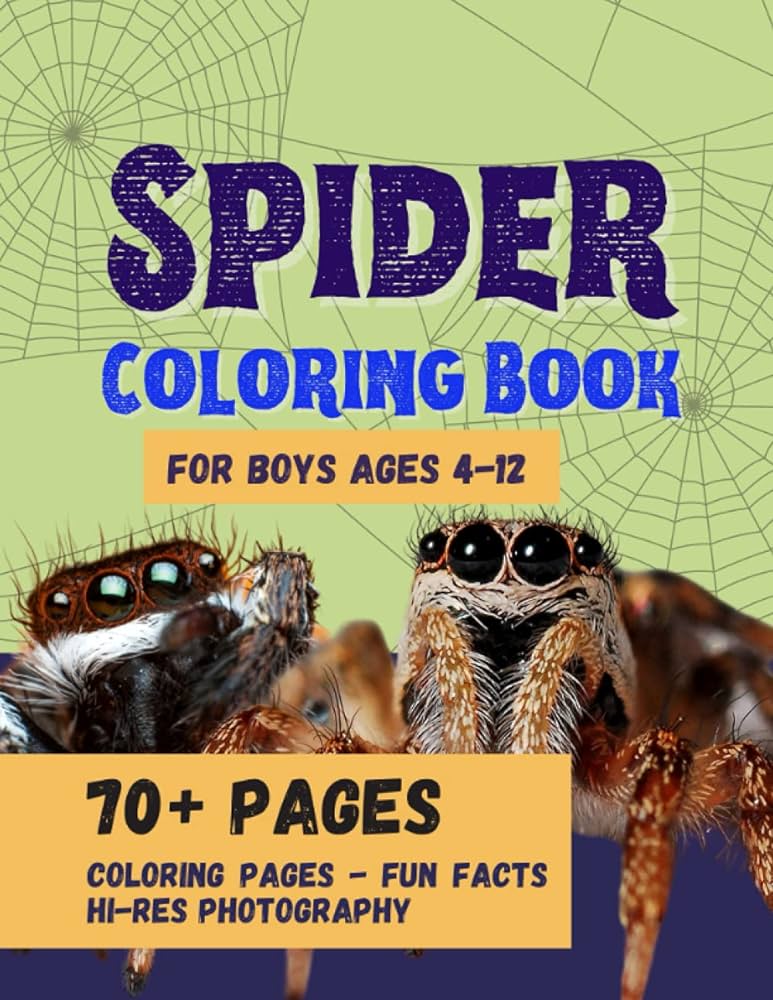 Spider coloring book for kids spider fun facts spider photography pictures coloring pages for boys ages