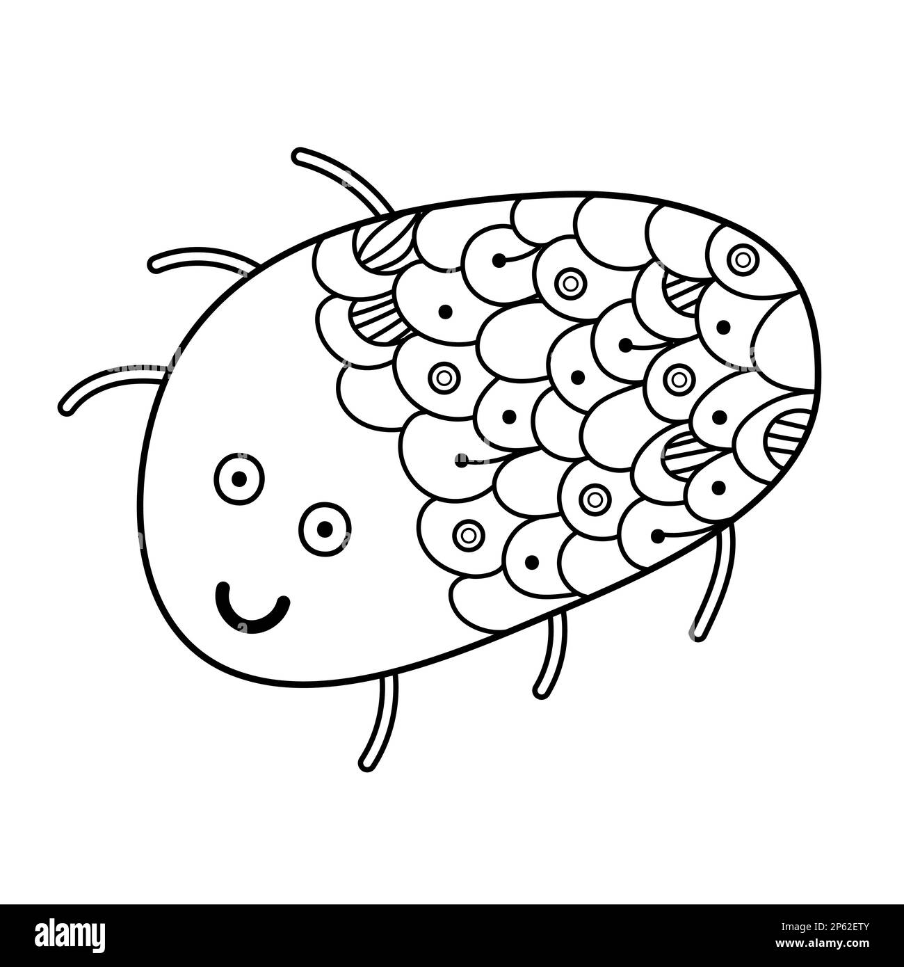 Cute spider in zentangle style coloring page funny insect character print for coloring book stock vector image art