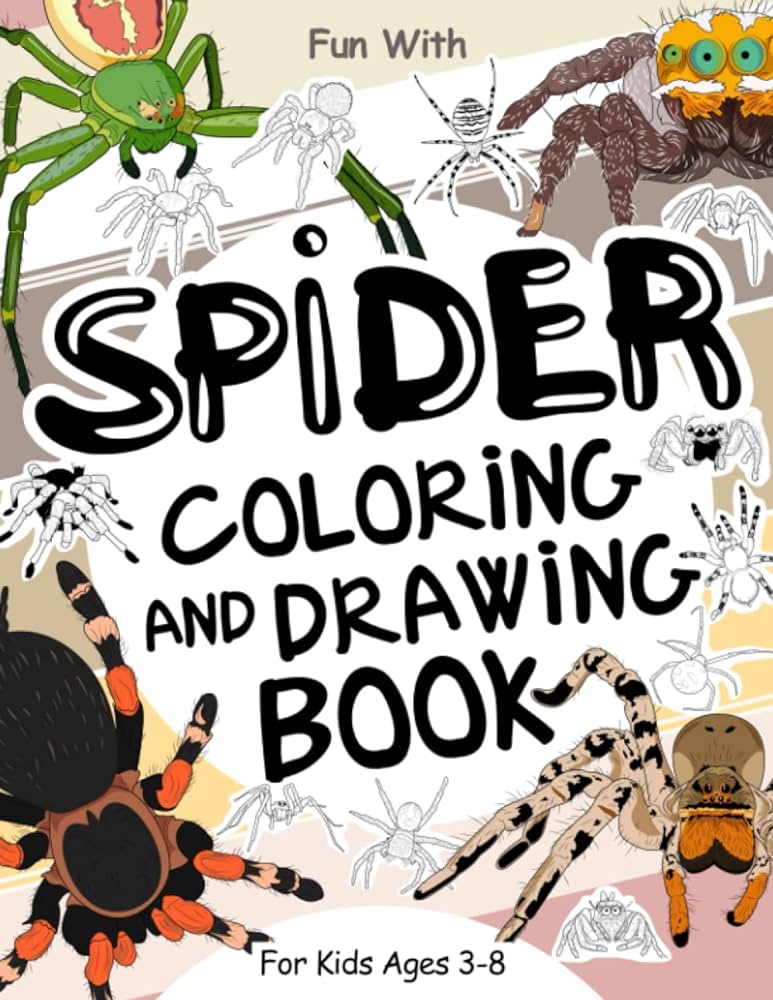 Spider loring and drawing book for kids ages