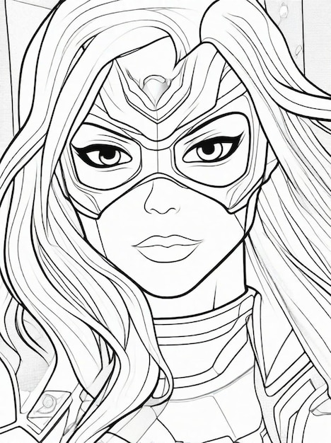 Premium ai image coloring page for kids anime superhero line art