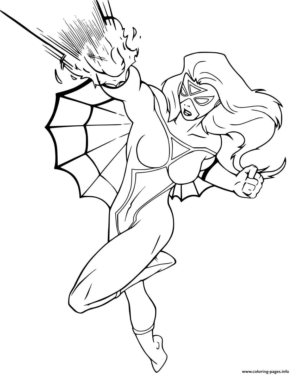 Gwen stacy use her powers spiderman coloring page printable