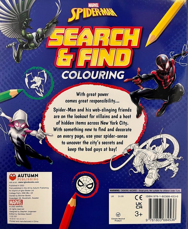 Marvel spiderman search find louring book