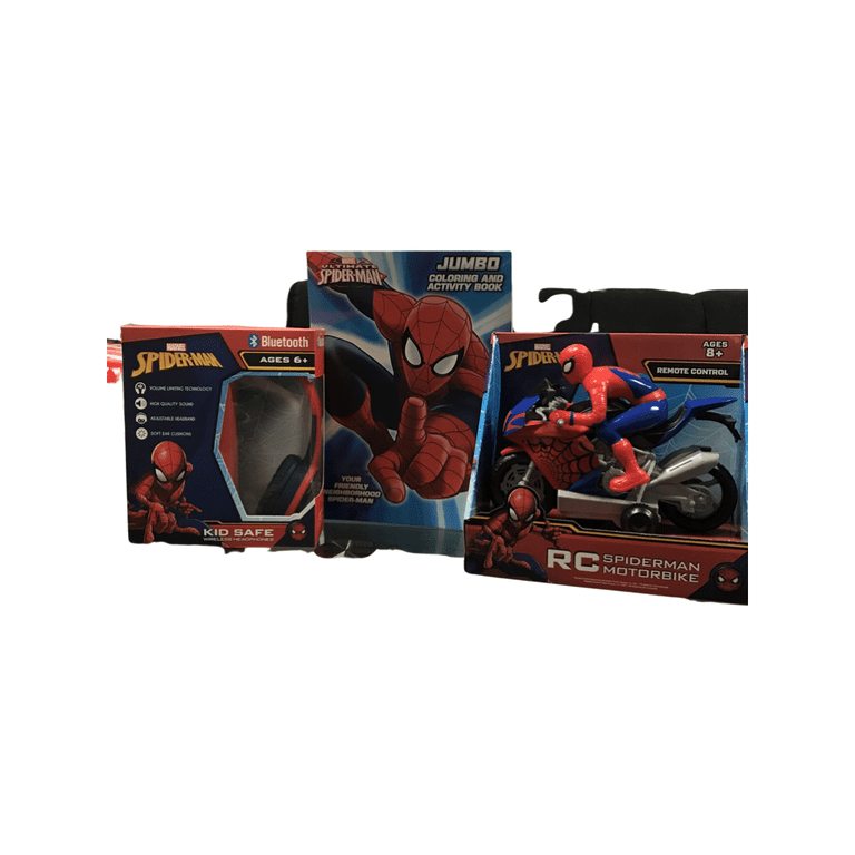 Spiderman toy and craft bundle jumbo coloring book spider man wireless headphone spider man remote control rc motorbike
