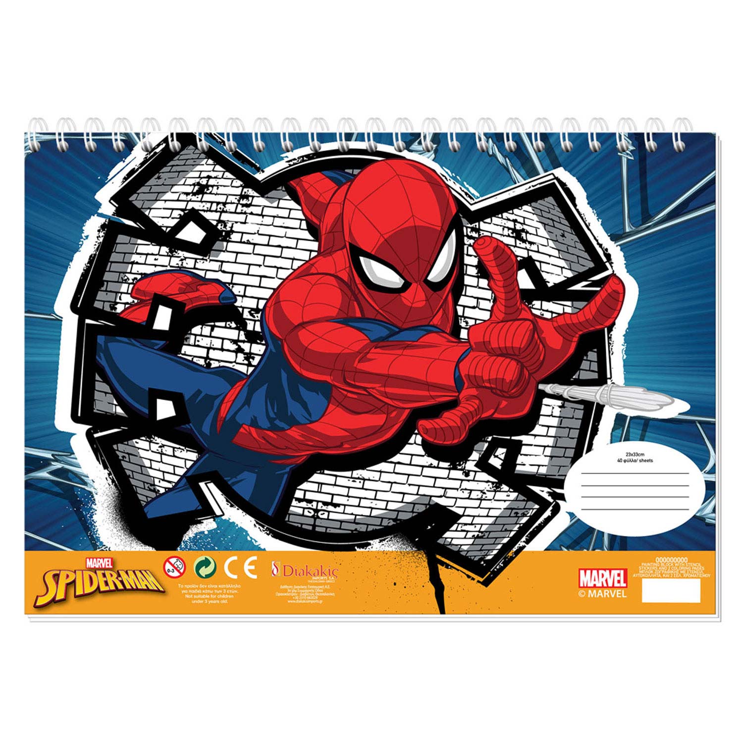 Spiderman coloring pages with stencil and sticker sheet thimble toys