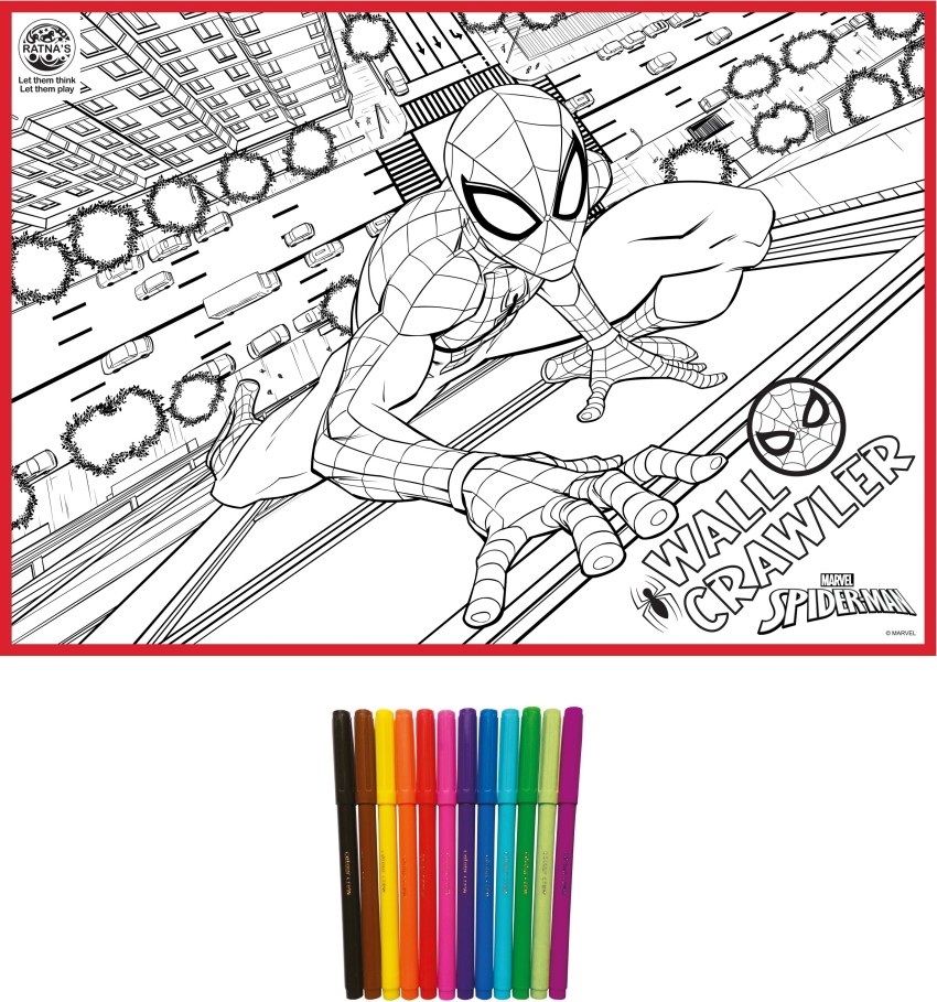 Ratnas my coloring mat spiderman coloring kit for kids mat size x inche