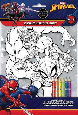 Marvel spiderman louring set art craft pencils stickers travel activity book