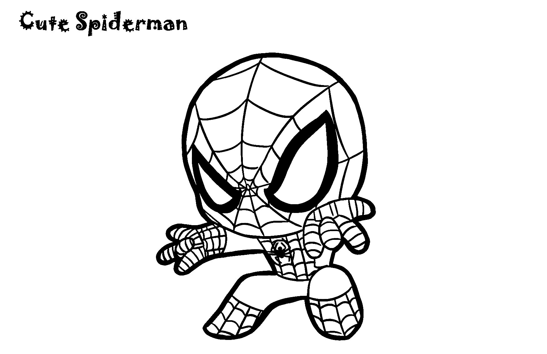 Cute easy spiderman coloring printable pdf