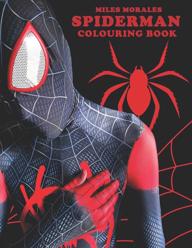 Miles morales spiderman colouring book over spider