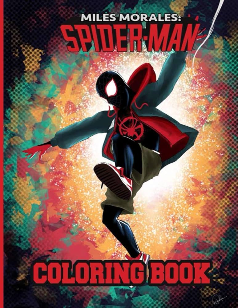 Miles morales spiderman coloring book over new spider