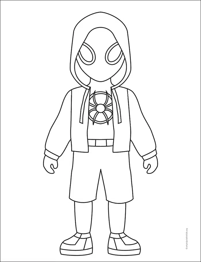 Easy how to draw miles morales tutorial video and coloring page