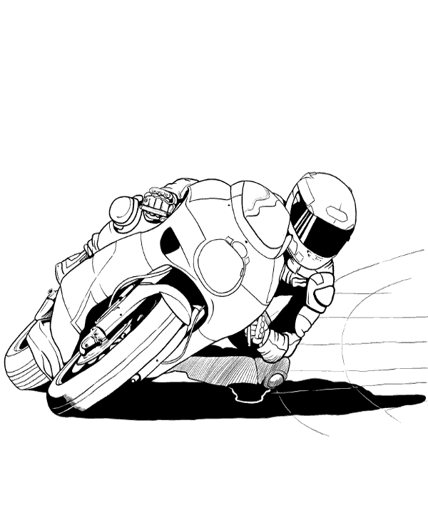 Motorbike race printable picture for children