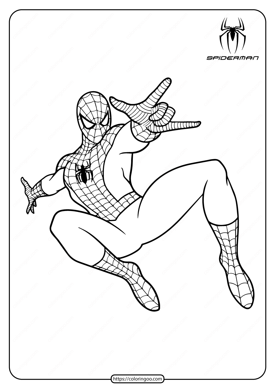 Spiderman jumping pose pdf coloring pages high quality free printable pdf coloring drawing paintinâ spiderman coloring avengers coloring pages coloring pages