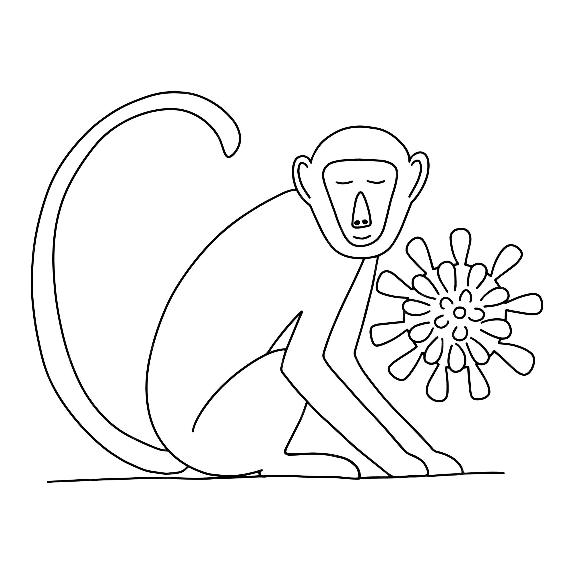 Premium vector monkey pox vector coloring page hand drawn minkey virus doodle illustration