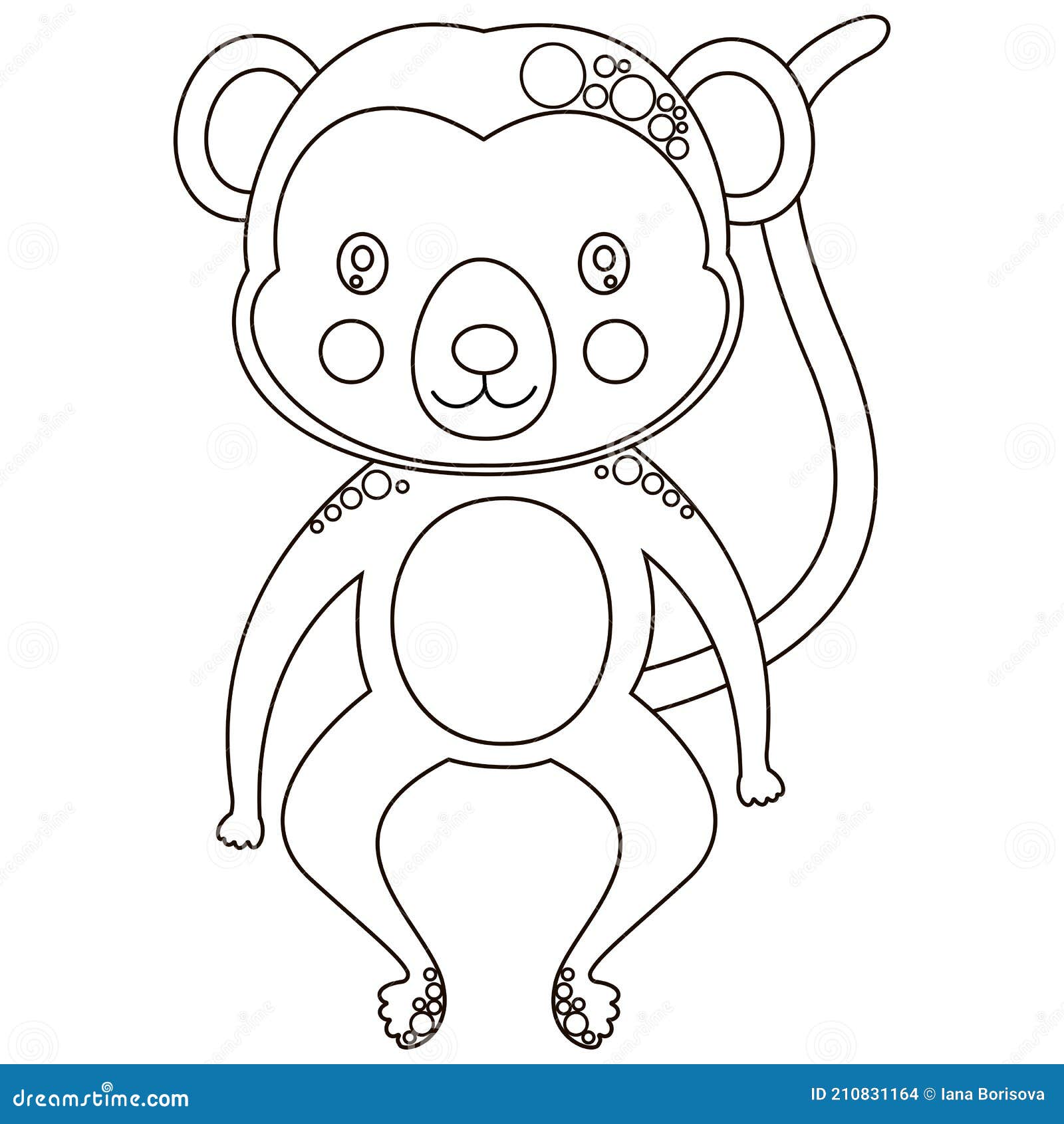 A black and white cute toy spider monkey stock vector