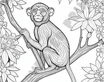 Monkey henry coloring page for kids and adults who experience adhd anxiety relaxin meditation instant digital download pdf file