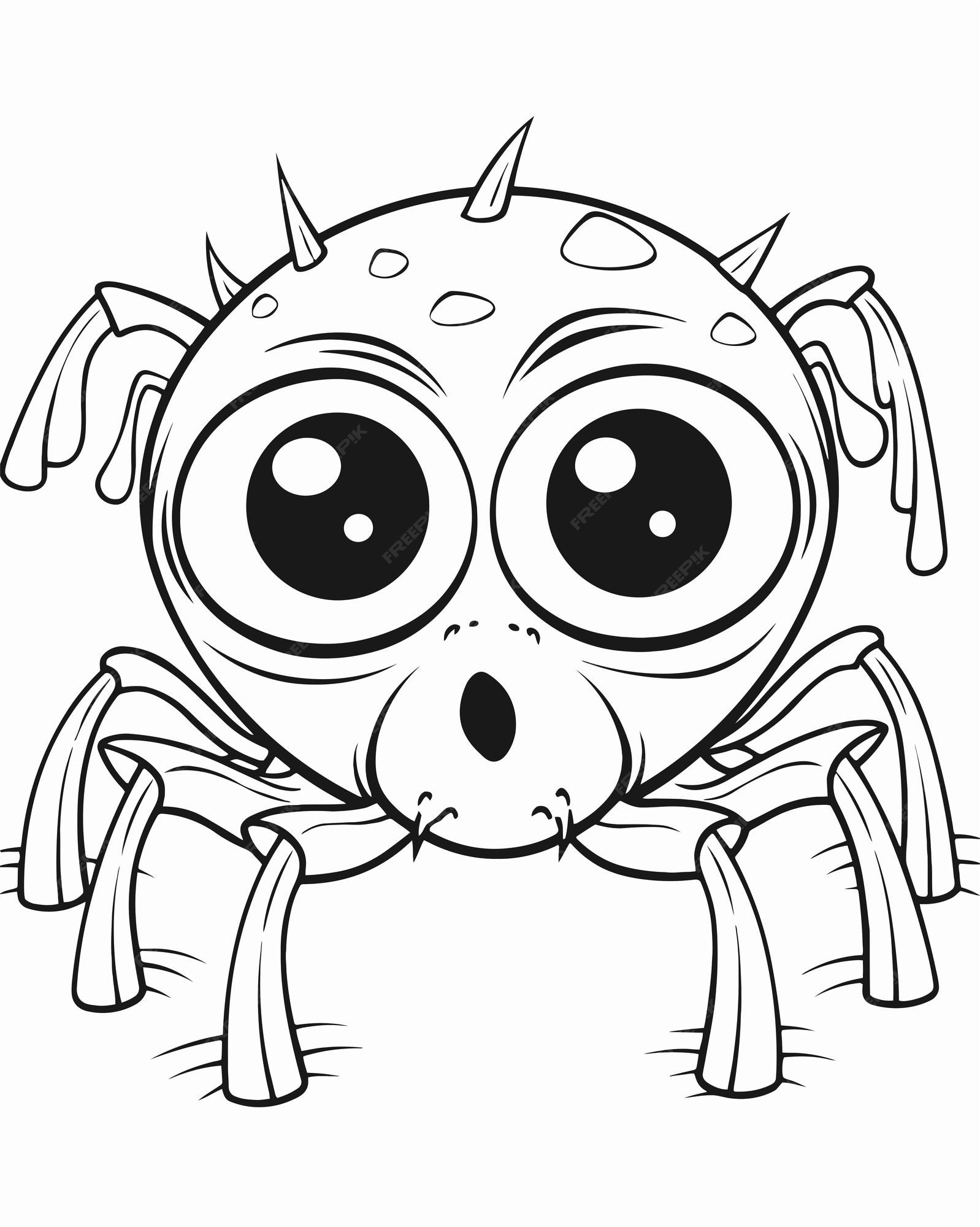 Premium vector a spider with a big nose is looking up and the mouth is open