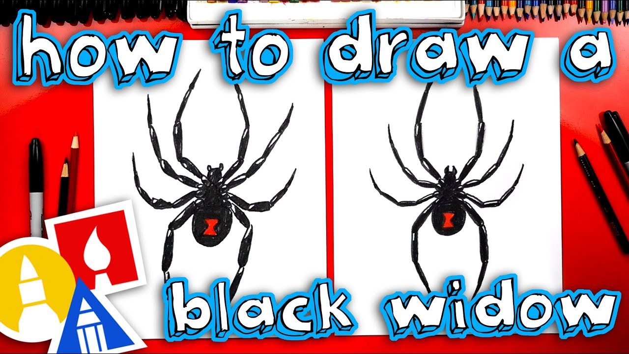 How to draw a black widow spider