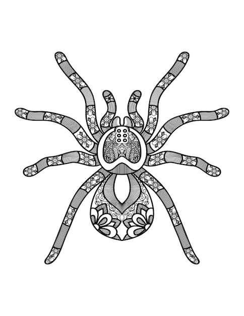 Premium vector spider mandala coloring pages for adults and kids coloring book