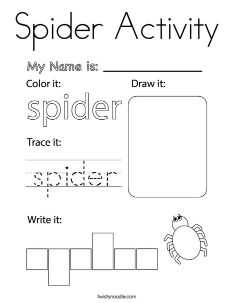 Spider activity coloring page