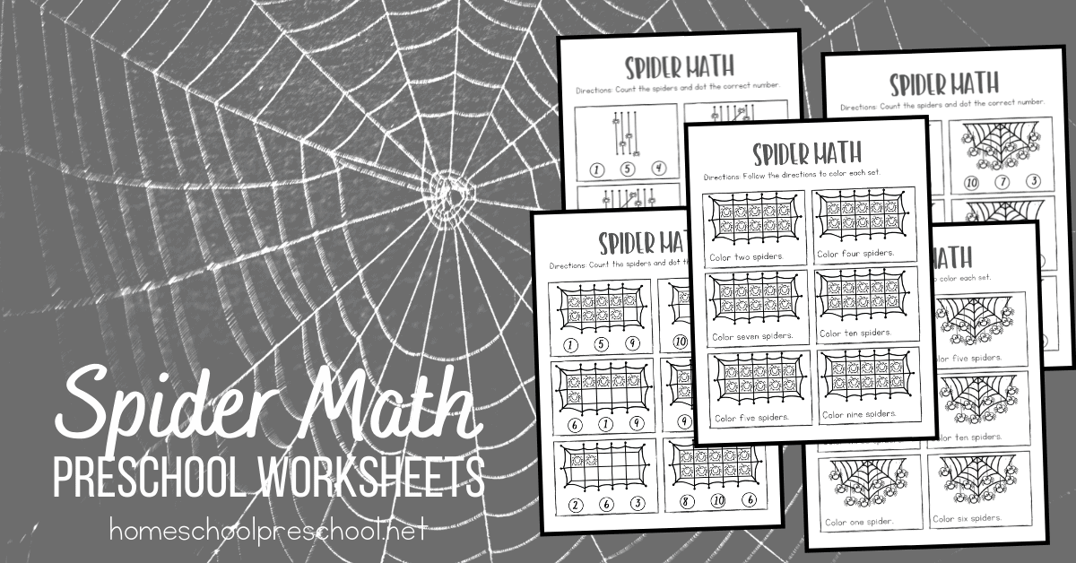 Free printable spider counting worksheets for preschool