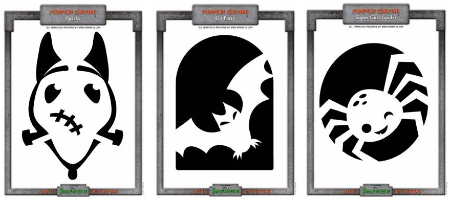 Free printable pumpkin stencils bat spider and sparky from frankenweenie