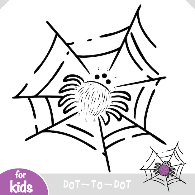 Premium vector numbers game education dot to dot game for kids spider and web