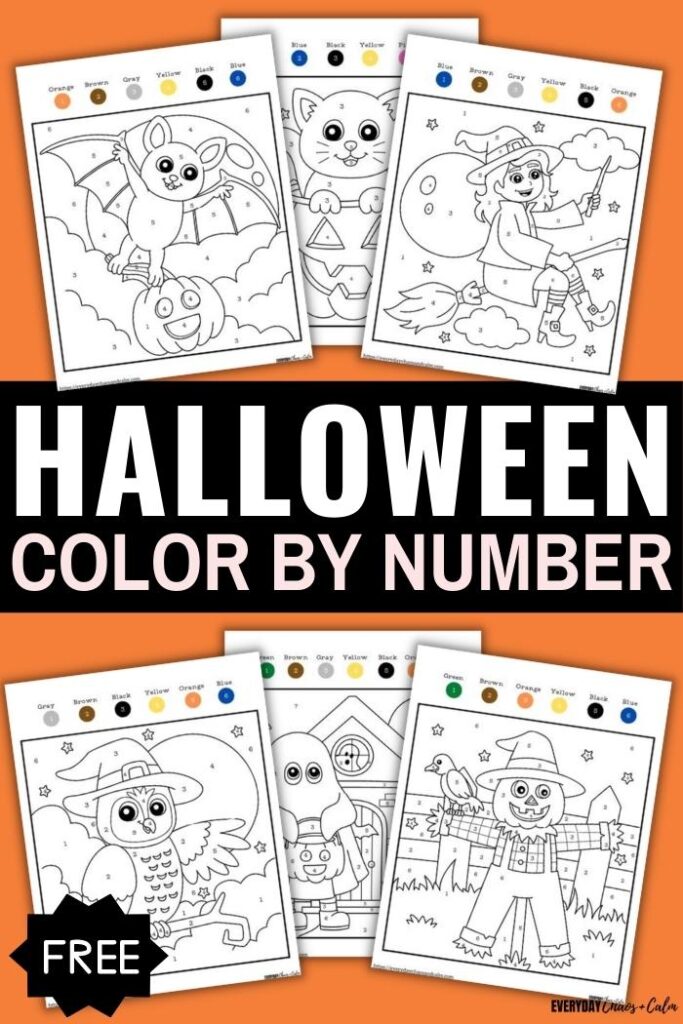 Free halloween color by number printables