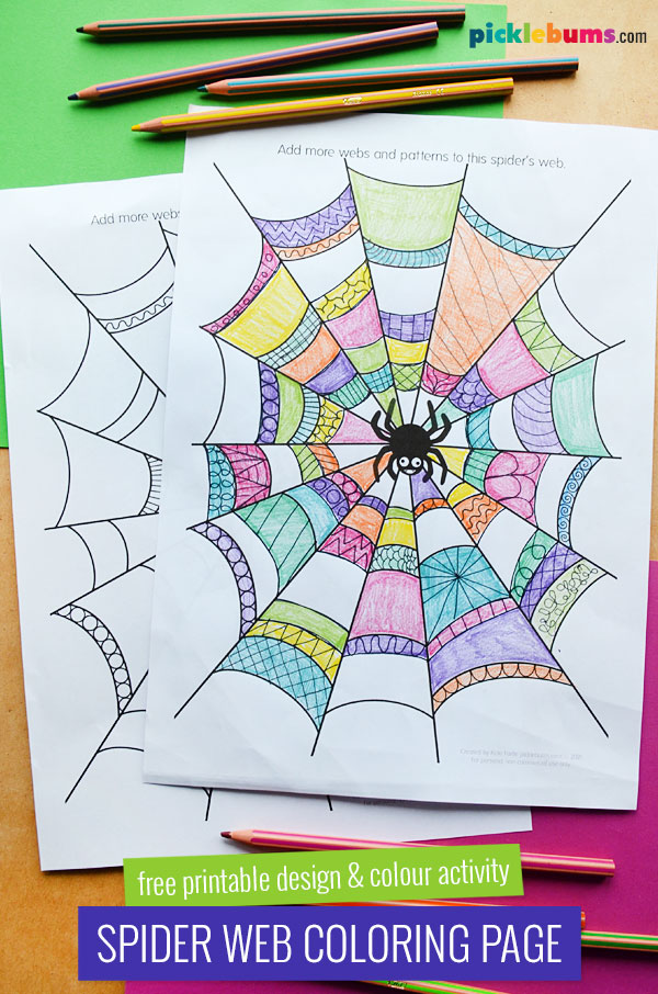 Spider web colouring page