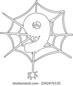 Spider on spider web outline vector stock vector royalty free